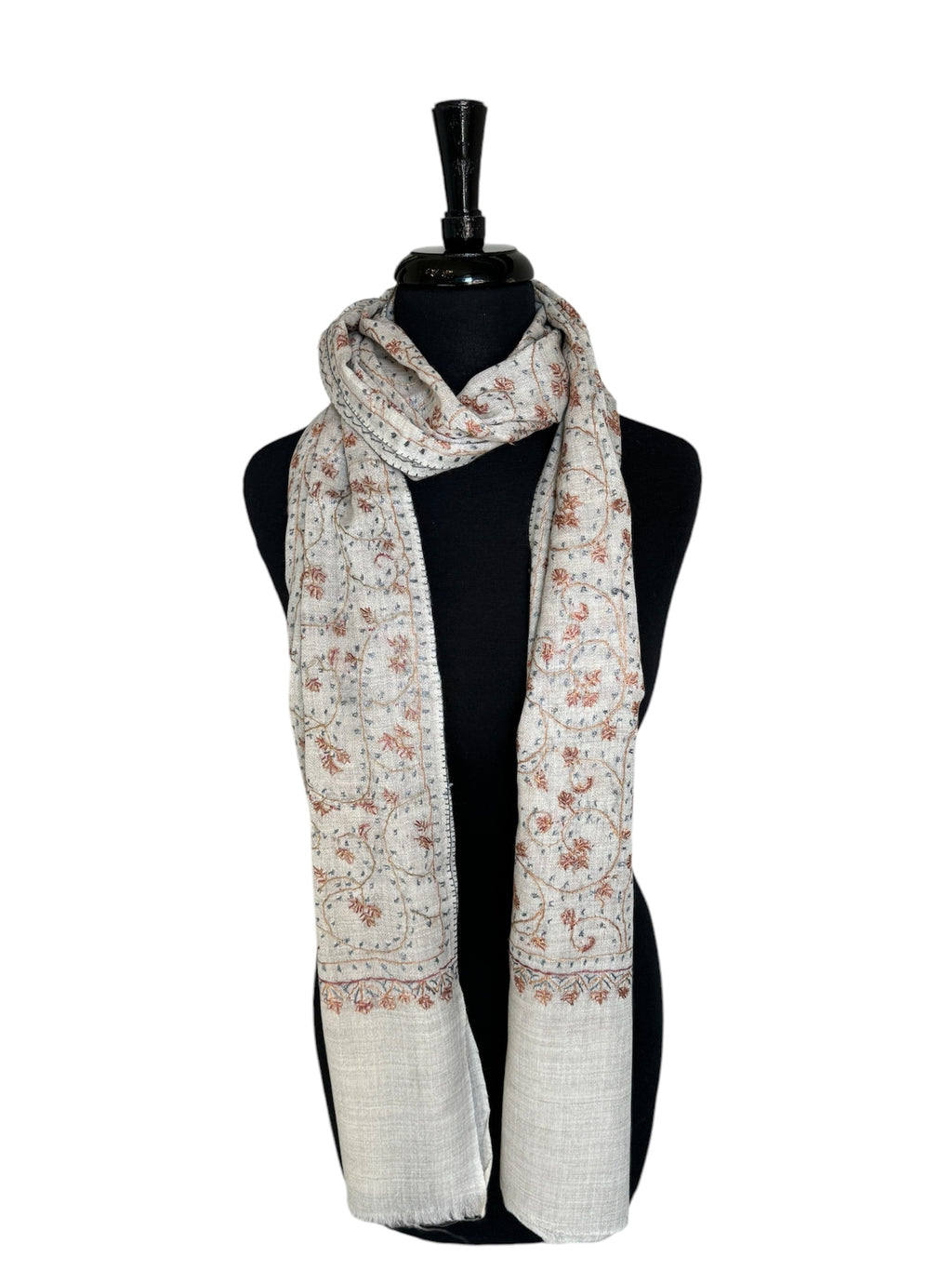 Kashmiri Feather-Light Woolen Stole - Sozni Jalidar Design image 1