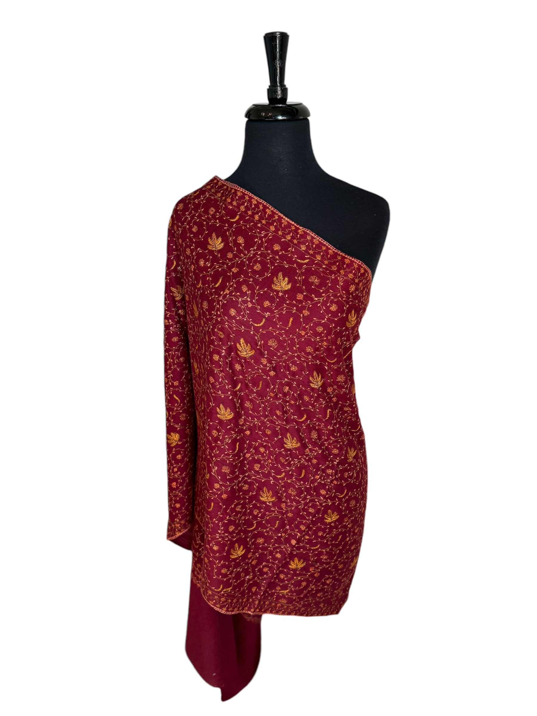 Kashmiri Feather-Light Woolen Stole - Sozni Jalidar Design image 3