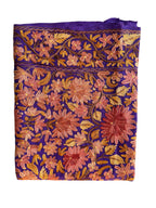 Kashmiri Aari woolen stole - Purple floral pattern image 2