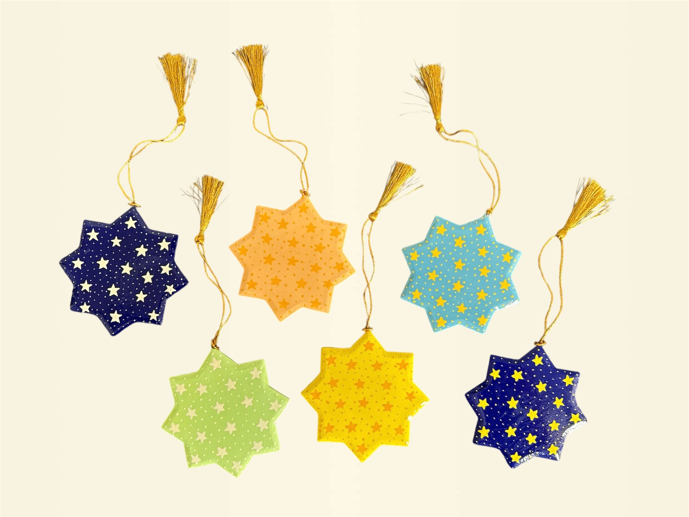 Christmas Ornaments - Paper Mache 8pt Stars image 0