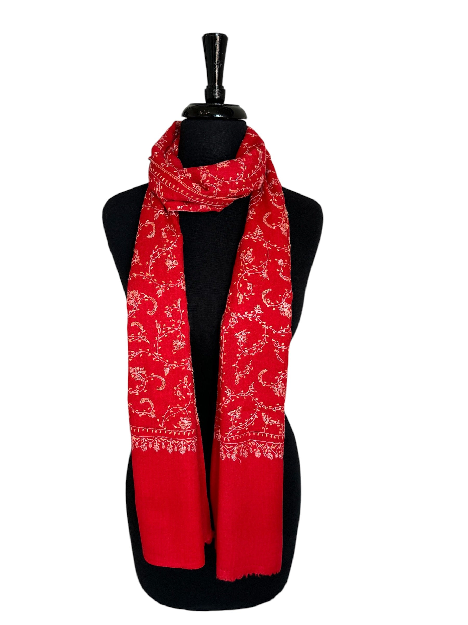 Kashmiri Feather-Light Woolen Stole - Sozni Jalidar Design image 13