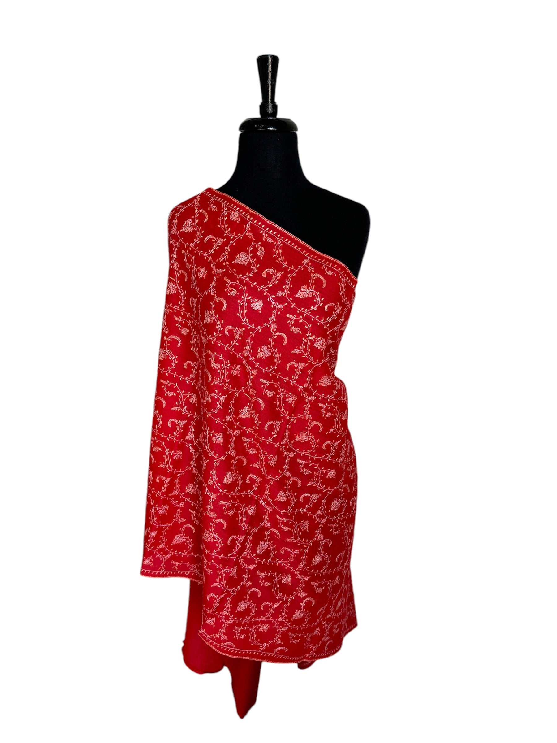 Kashmiri Feather-Light Woolen Stole - Sozni Jalidar Design image 12