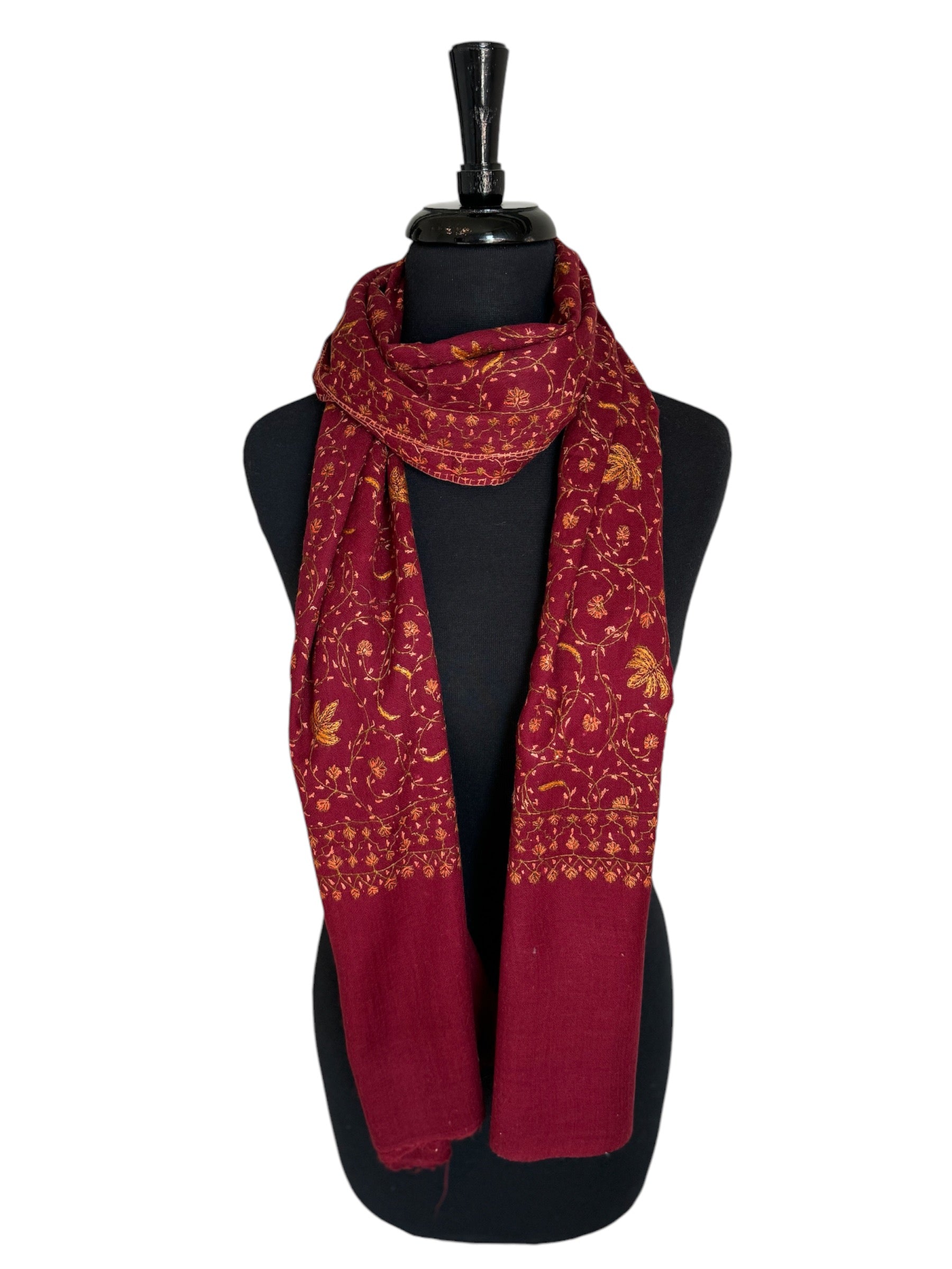 Kashmiri Feather-Light Woolen Stole - Sozni Jalidar Design image 4