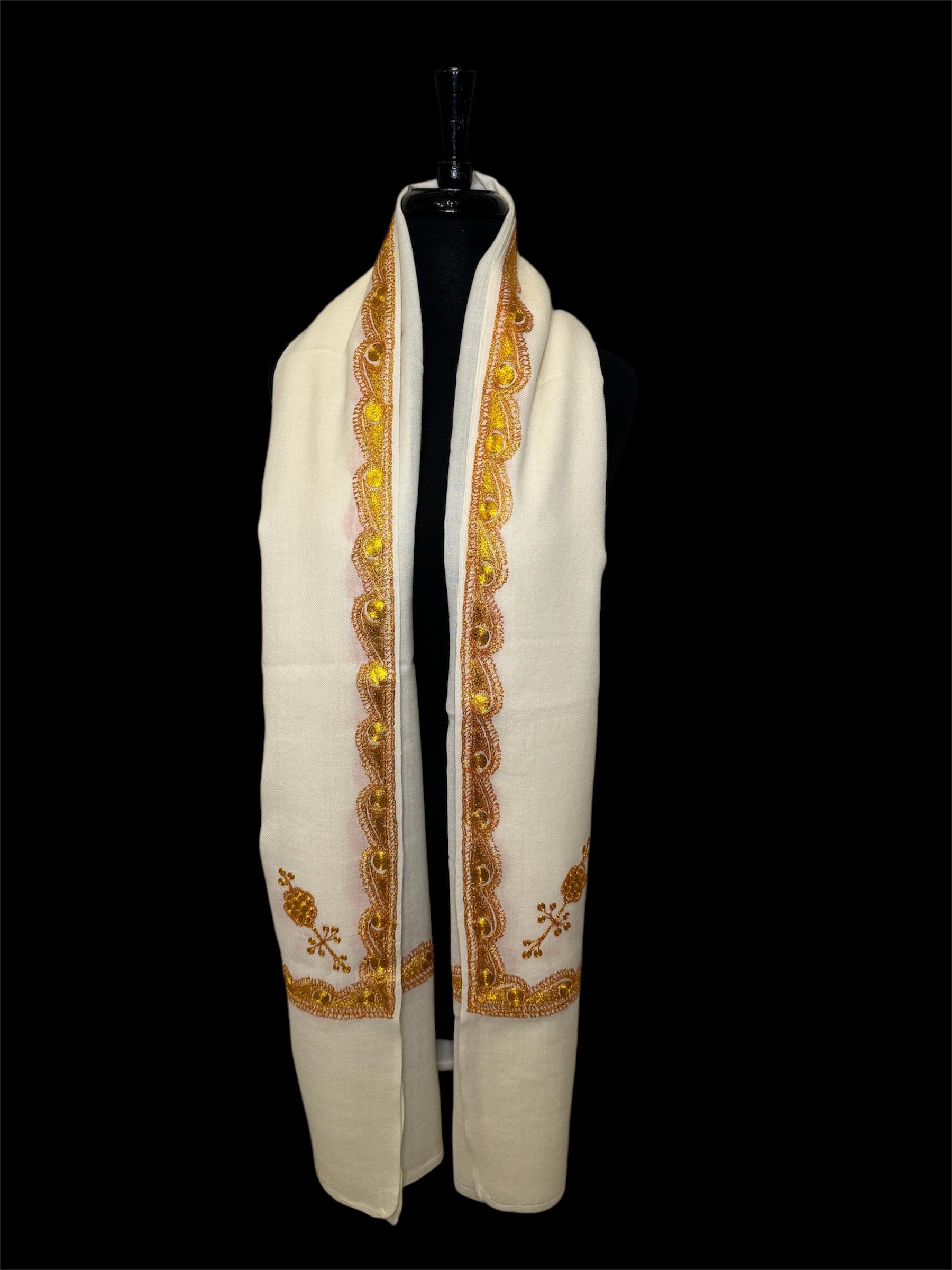 Kashmiri Tilla woolen shawl - Tilla work image 1