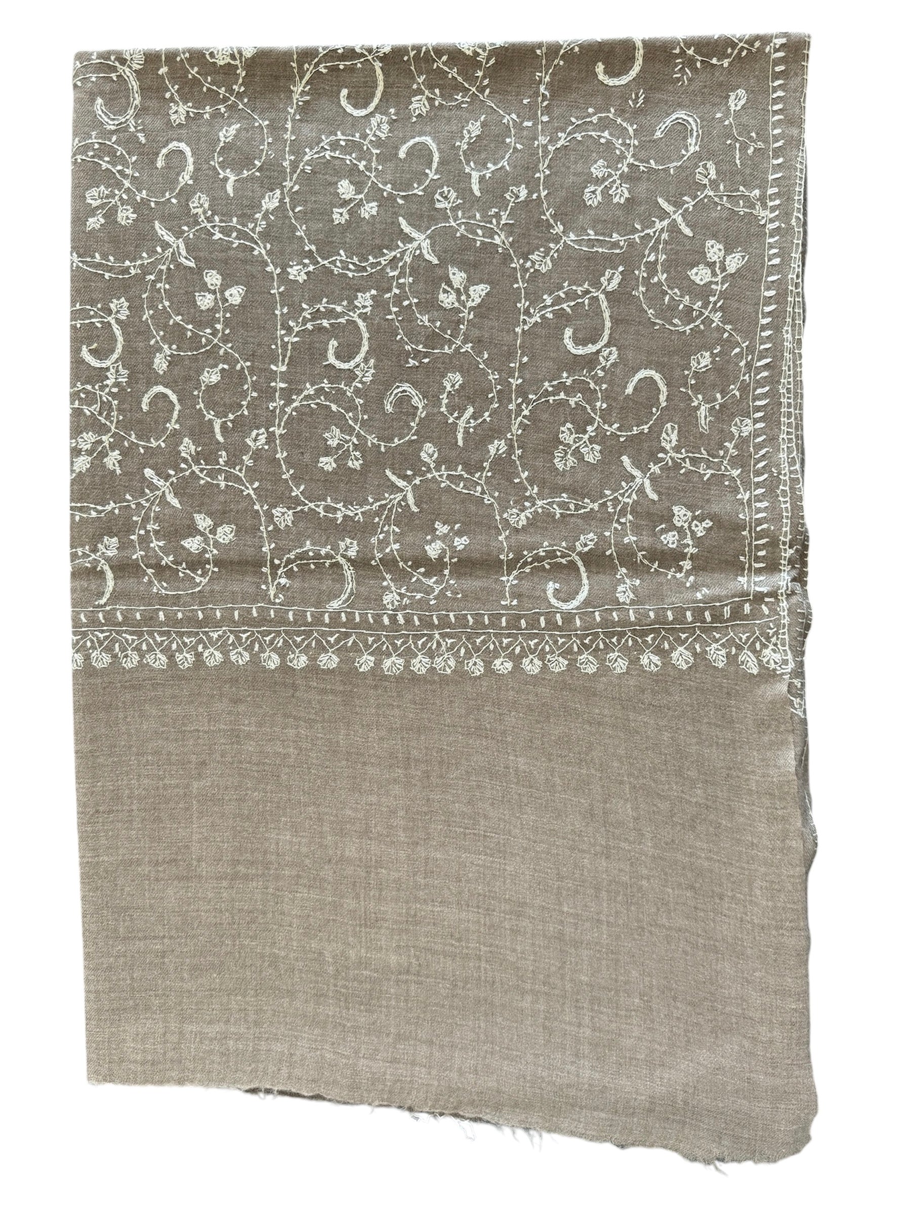 Kashmiri Feather-Light Woolen Stole - Sozni Jalidar Design image 8