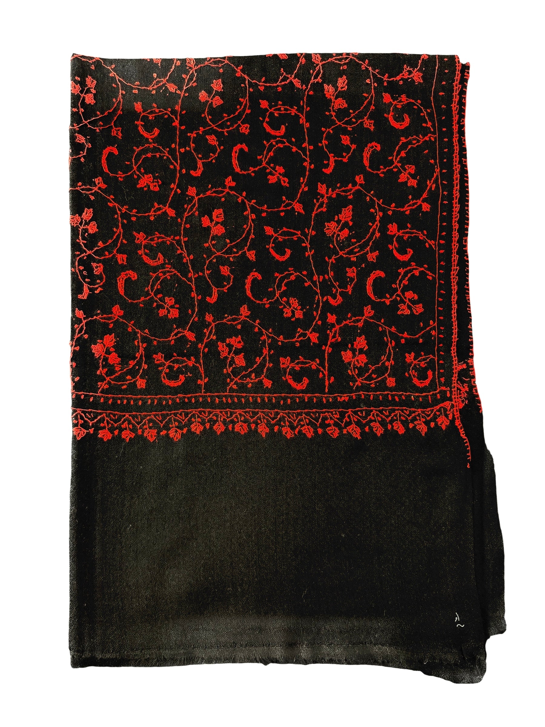 Kashmiri Feather-Light Woolen Stole - Sozni Jalidar Design image 11